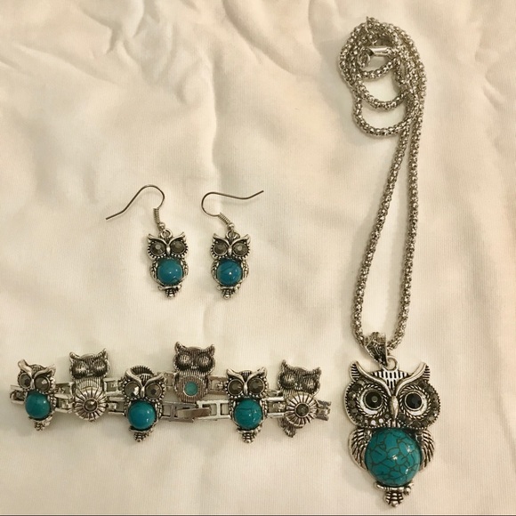 Jewelry - Miraculous Garden Turquoise Owl Jewelry Set